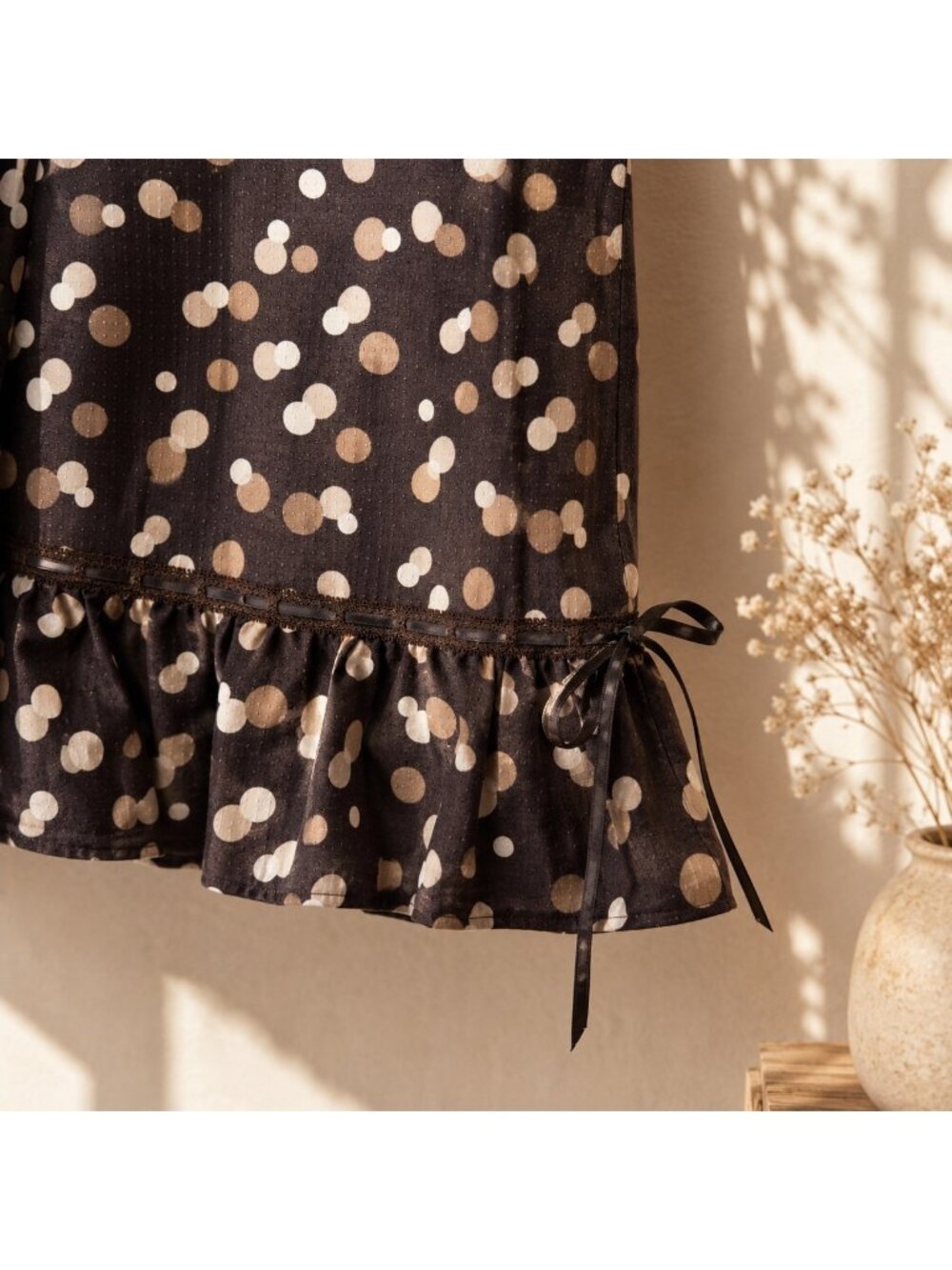 J.Crew NWOT Brown Polka Dot Cotton A-Line Ruffle Hem Midi Skirt Size 4 - Picture 4 of 16